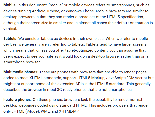 Mobile Devices Considered by Google